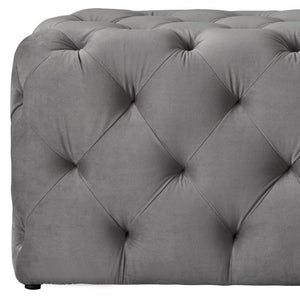 Homeroots 48" Gray And Black Upholstered Velvet Bench Grey,Velvet Manufactured Wood 490939