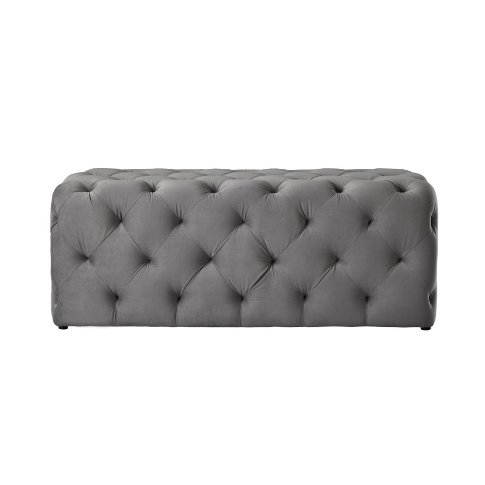 HomeRoots 48" Chic Upholstered Bench with Solid Wood Frame - Stylish Seating for Entryway or Bedroom Decor Grey, Velvet Velvet 490939