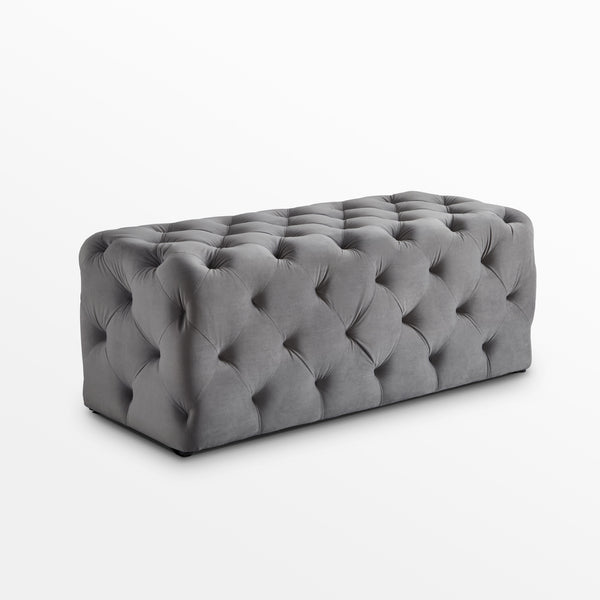 Homeroots 48" Gray And Black Upholstered Velvet Bench Grey,Velvet Manufactured Wood 490939