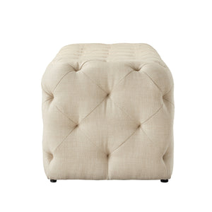 Homeroots 48" Beige And Black Upholstered Linen Bench Beige,Linen Manufactured Wood 490941