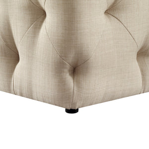 Homeroots 48" Beige And Black Upholstered Linen Bench Beige,Linen Manufactured Wood 490941