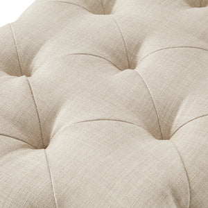 Homeroots 48" Beige And Black Upholstered Linen Bench Beige,Linen Manufactured Wood 490941