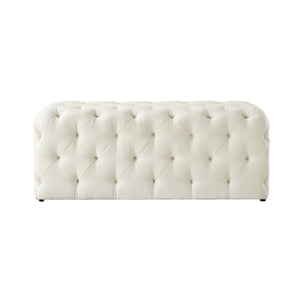 Homeroots 48" Cream And Black Upholstered Linen Bench Cream White,Linen Manufactured Wood 490942