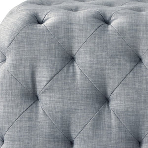 Homeroots 48" Light Gray And Black Upholstered Linen Bench Light Grey,Linen Manufactured Wood 490943