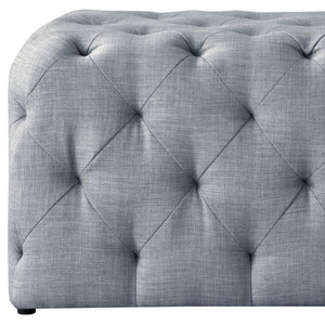 Homeroots 48" Light Gray And Black Upholstered Linen Bench Light Grey,Linen Manufactured Wood 490943