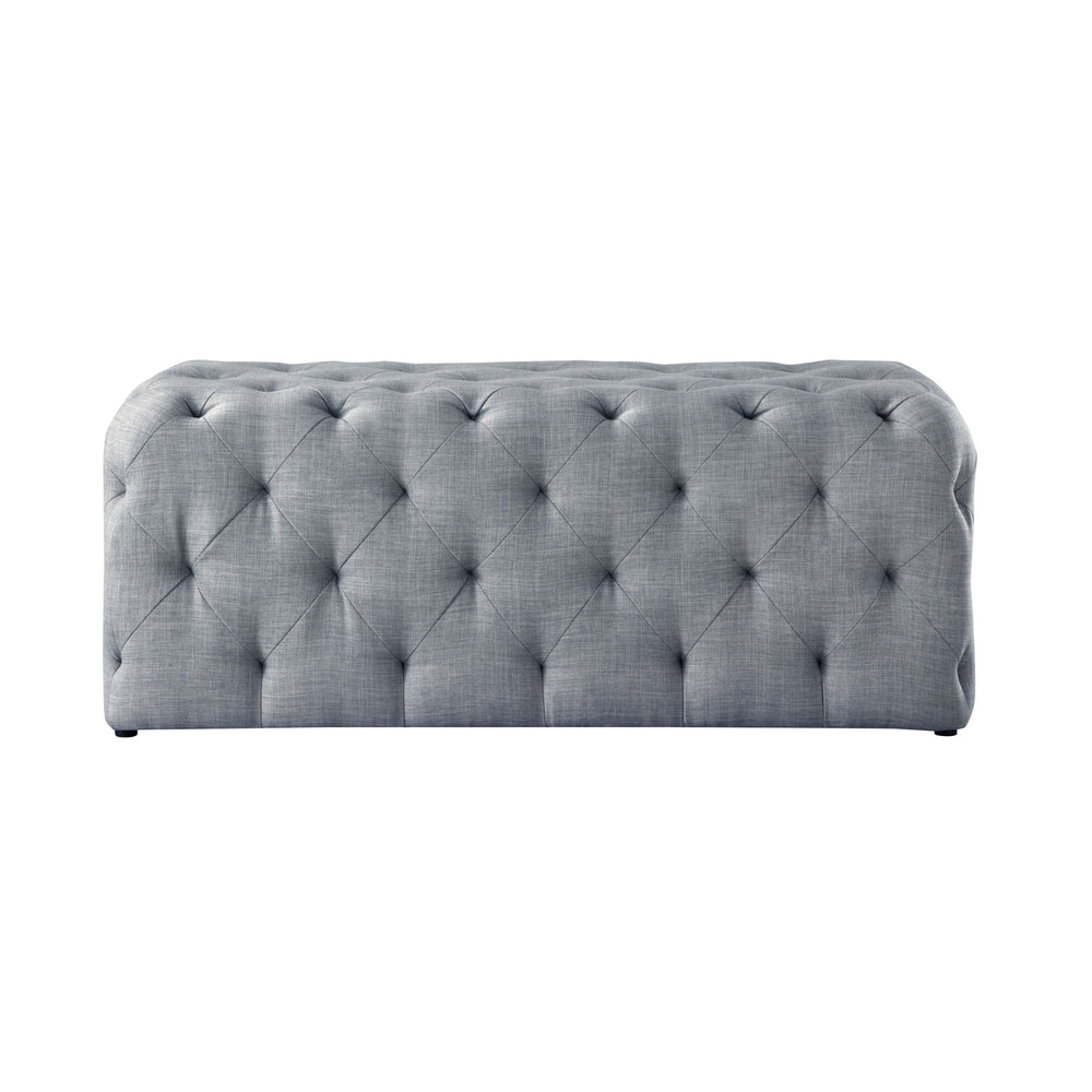 Homeroots 48" Light Gray And Black Upholstered Linen Bench Light Grey,Linen Manufactured Wood 490943