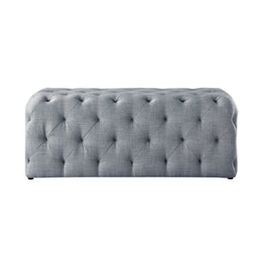 Homeroots 48" Light Gray And Black Upholstered Linen Bench Light Grey,Linen Manufactured Wood 490943