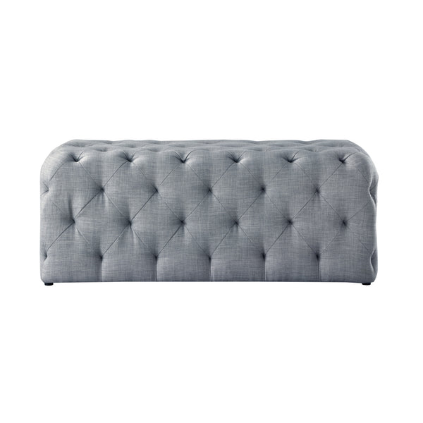 Homeroots 48" Light Gray And Black Upholstered Linen Bench Light Grey,Linen Manufactured Wood 490943