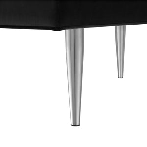 Homeroots 53" Black And Silver Upholstered Velvet Bench Black,Chrome Metal 490944