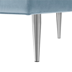 Homeroots 53" Blue And Silver Upholstered Velvet Bench Blue,Chrome Metal 490945