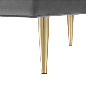 Homeroots 53" Light Gray And Gold Upholstered Velvet Bench Light Grey,Gold Metal 490946