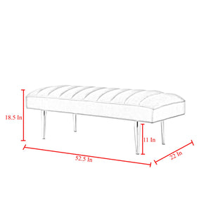 Homeroots 53" Navy Blue And Gold Tufted Velvet Upholstered Bench Navy,Gold Metal 490947