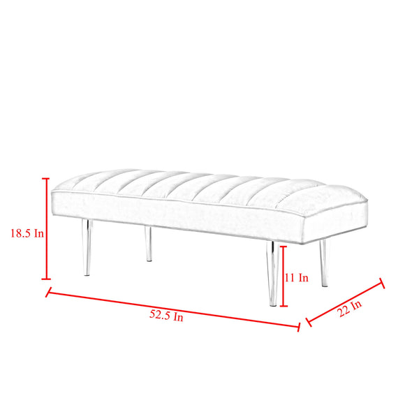 Homeroots 53" Navy Blue And Gold Tufted Velvet Upholstered Bench Navy,Gold Metal 490947