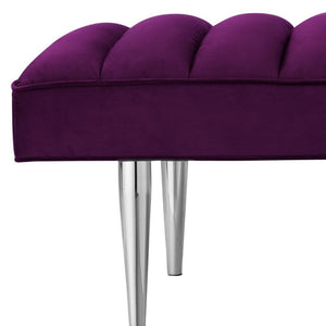 Homeroots 53" Purple And Silver Upholstered Velvet Bench Purple,Chrome Metal 490948