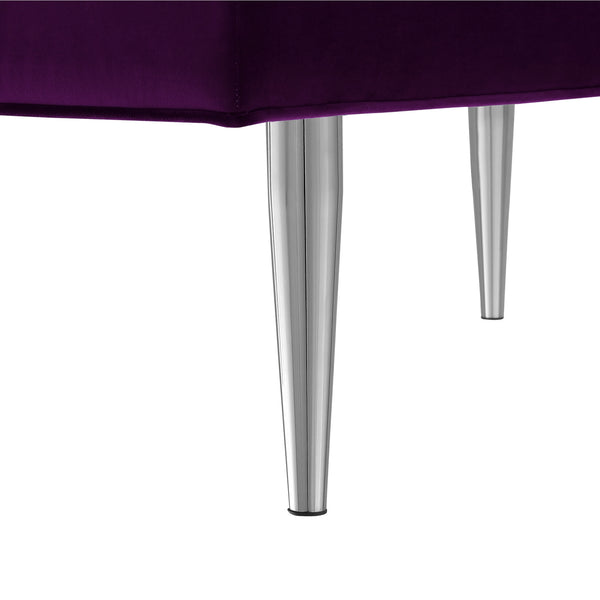 Homeroots 53" Purple And Silver Upholstered Velvet Bench Purple,Chrome Metal 490948