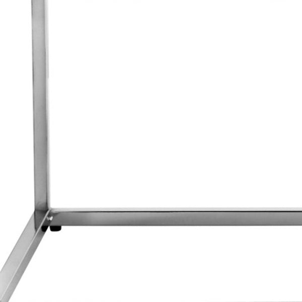 Homeroots 48" Black And Silver Upholstered Faux Leather Bench Black,Chrome Metal 490949