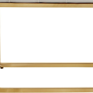 Homeroots 48" White And Gold Upholstered Faux Leather Bench White,Gold Metal 490953