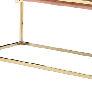 Homeroots 50" Blush And Gold Upholstered Velvet Bench Blush Metal 490954