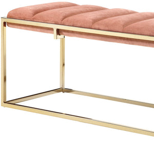 Homeroots 50" Blush And Gold Upholstered Velvet Bench Blush Metal 490954
