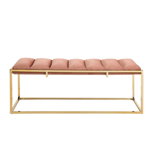 Homeroots 50" Blush And Gold Upholstered Velvet Bench Blush Metal 490954