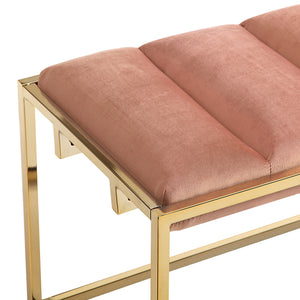 Homeroots 50" Blush And Gold Upholstered Velvet Bench Blush Metal 490954