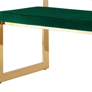 Homeroots 48" Green And Gold Upholstered Velvet Bench Green,Gold Metal 490959