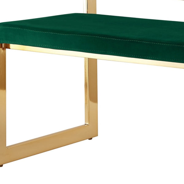 Homeroots 48" Green And Gold Upholstered Velvet Bench Green,Gold Metal 490959