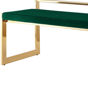 Homeroots 48" Green And Gold Upholstered Velvet Bench Green,Gold Metal 490959