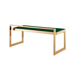 Homeroots 48" Green And Gold Upholstered Velvet Bench Green,Gold Metal 490959