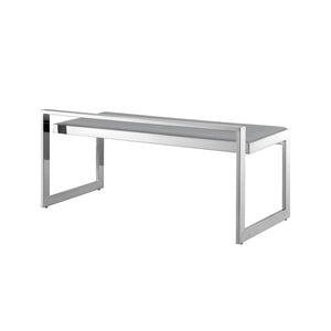Homeroots 48" Gray And Silver Upholstered Velvet Bench Grey,Chrome Metal 490960