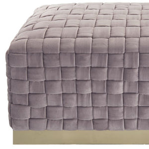 Homeroots 40" Lilac And Gold Velvet Upholstered Bench Lilac,Gold Metal 490962