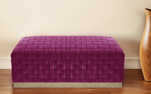 Homeroots 40" Fuchsia And Gold Velvet Upholstered Bench Fuchsia,Gold Metal 490963