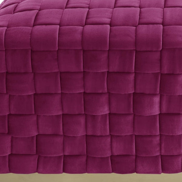 Homeroots 40" Fuchsia And Gold Velvet Upholstered Bench Fuchsia,Gold Metal 490963