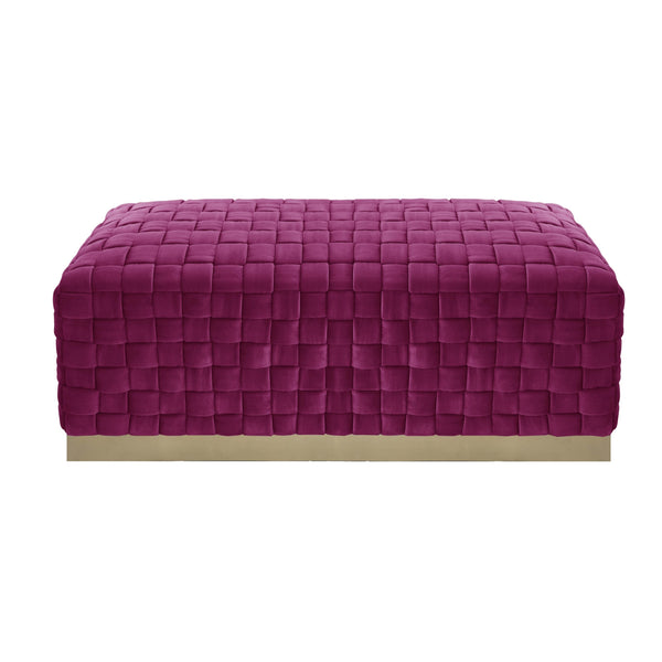 Homeroots 40" Fuchsia And Gold Velvet Upholstered Bench Fuchsia,Gold Metal 490963