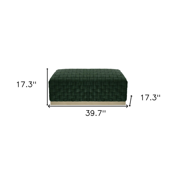 Homeroots 40" Hunter Green And Gold Velvet Upholstered Bench Hunter Green,Gold Metal 490965