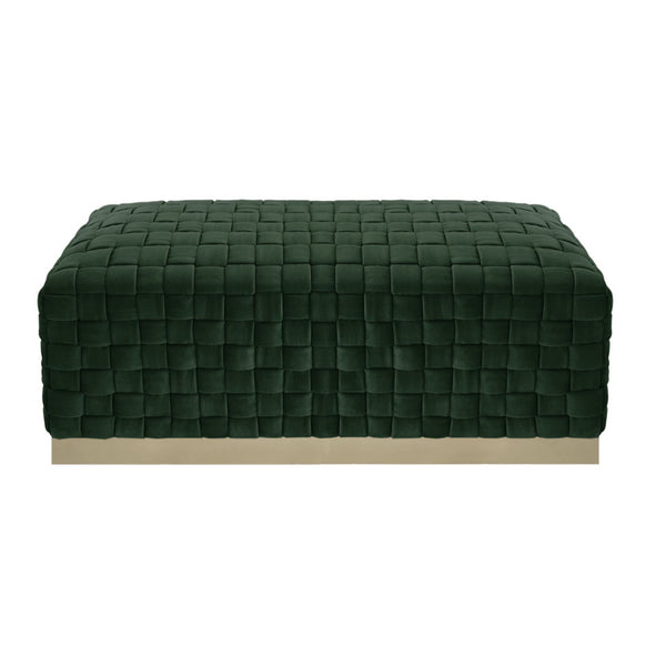 Homeroots 40" Hunter Green And Gold Velvet Upholstered Bench Hunter Green,Gold Metal 490965