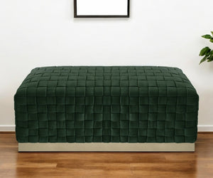 HomeRoots 40" Elegant Velvet Upholstered Bench with Gold Metal Base for Stylish Seating in Any Room Hunter Green/Gold 490965