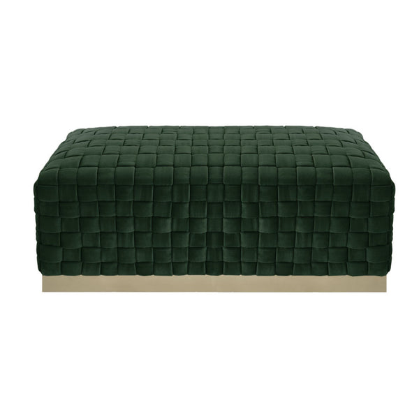 Homeroots 40" Hunter Green And Gold Velvet Upholstered Bench Hunter Green,Gold Metal 490965