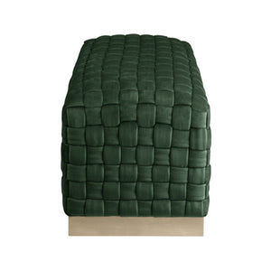 Homeroots 40" Hunter Green And Gold Velvet Upholstered Bench Hunter Green,Gold Metal 490965