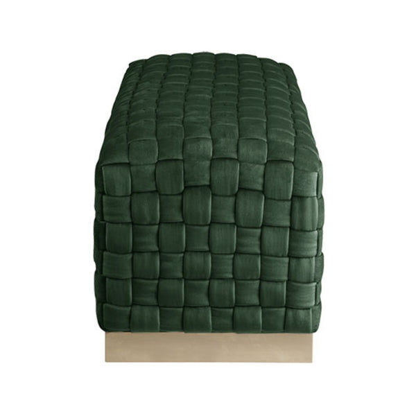 Homeroots 40" Hunter Green And Gold Velvet Upholstered Bench Hunter Green,Gold Metal 490965