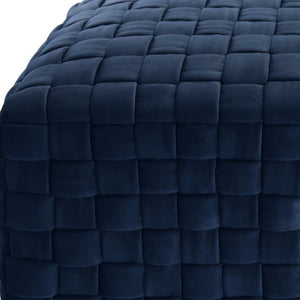 Homeroots 40" Navy Blue And Gold Upholstered Velvet Bench Navy,Gold Metal 490966