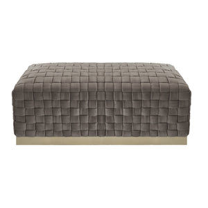 Homeroots 40" Taupe And Gold Velvet Upholstered Bench Taupe,Gold Metal 490967