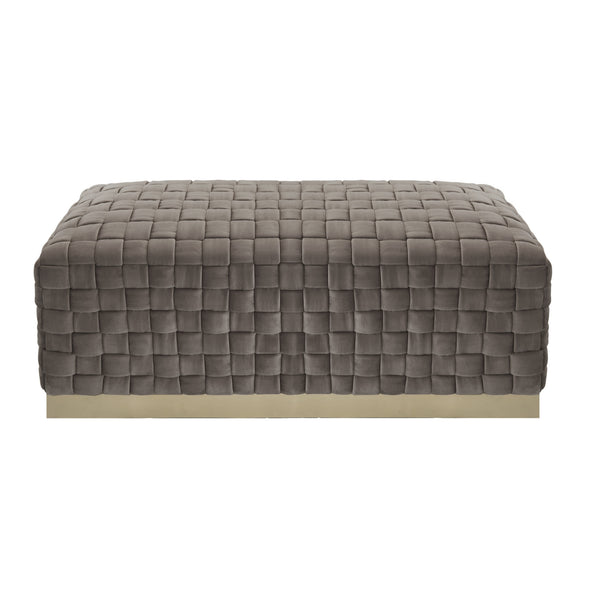 Homeroots 40" Taupe And Gold Velvet Upholstered Bench Taupe,Gold Metal 490967