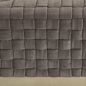 Homeroots 40" Taupe And Gold Velvet Upholstered Bench Taupe,Gold Metal 490967