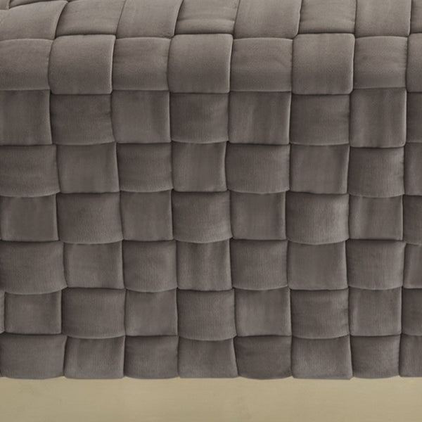 Homeroots 40" Taupe And Gold Velvet Upholstered Bench Taupe,Gold Metal 490967