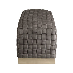 Homeroots 40" Taupe And Gold Velvet Upholstered Bench Taupe,Gold Metal 490967