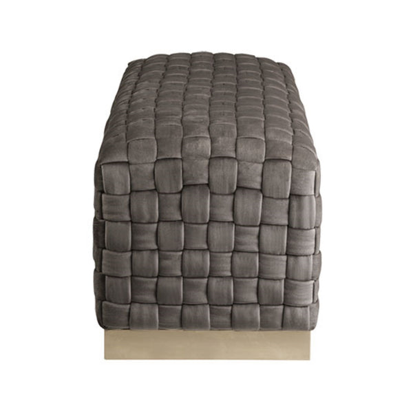 Homeroots 40" Taupe And Gold Velvet Upholstered Bench Taupe,Gold Metal 490967