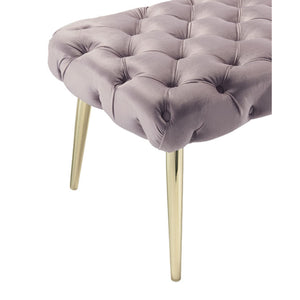 Homeroots 48" Lilac And Gold Tufted Velvet Upholstered Bench Lilac,Gold Metal 490968