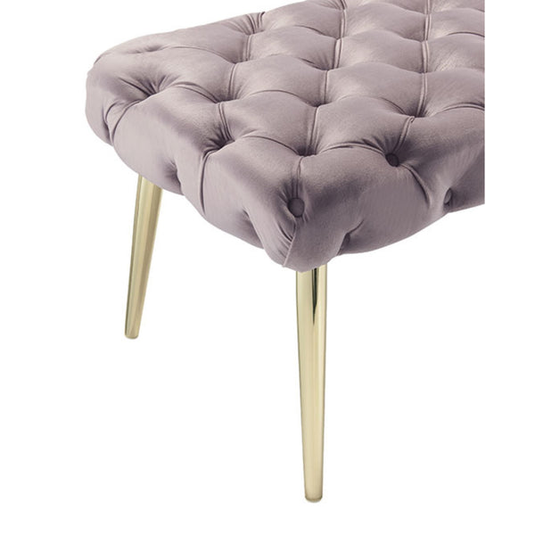 Homeroots 48" Lilac And Gold Tufted Velvet Upholstered Bench Lilac,Gold Metal 490968
