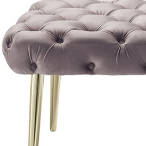 Homeroots 48" Lilac And Gold Tufted Velvet Upholstered Bench Lilac,Gold Metal 490968